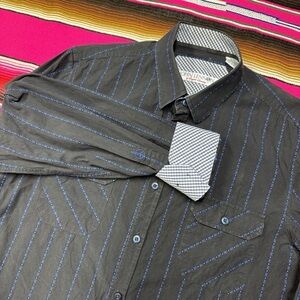 Men’s Black & Blue Striped Dress Shirt